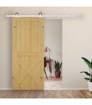 6ft Modern Carbon Steel Sliding Door Track Kit White