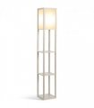 Floor Lamp 4-Tier White and Oak 26cm x 26cm x 160cm Solid MDF with Shelves