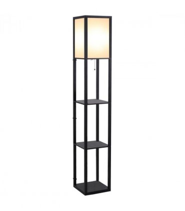 Floor Lamp, 4-tier Open Shelves, 26L x 26W x 160Hcm-Black/White Shelf