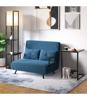 Floor Lamp, 4-tier Open Shelves, 26L x 26W x 160Hcm-Black/White Shelf