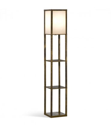Floor Lamp Rustic Brown 4-Tier 26cm x 26cm x 160cm - Light with Storage Shelf
