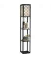 Floor Lamp 4-tier Open Shelves Wooden, 26L x 26W x 160Hcm-Black/White