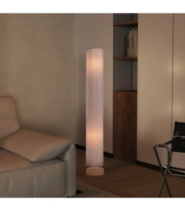 Floor Lamp Wooden Base, Linen Fabric Grey 120H cm x 15cm x 15cm Uplighter