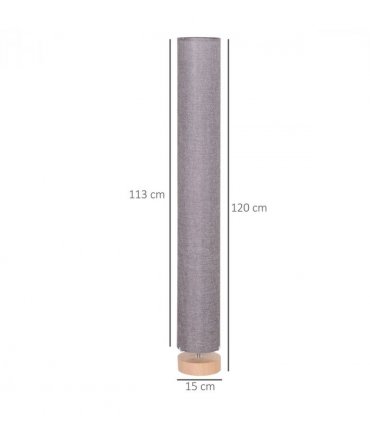 Floor Lamp Wooden Base, Linen Fabric Grey 120H cm x 15cm x 15cm Uplighter
