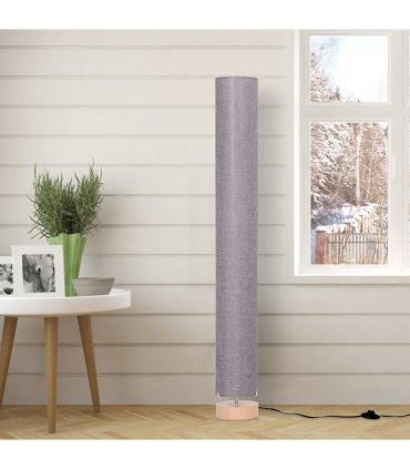 Floor Lamp Wooden Base, Linen Fabric Grey 120H cm x 15cm x 15cm Uplighter