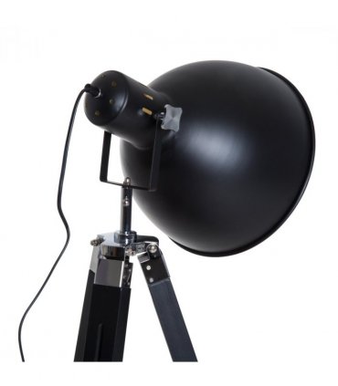 Retro Tripod Floor Lamp Dome Shade Light Wooden Legs-Black/Gold 65cm x 65cm