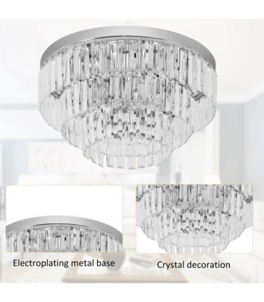 Round Crystal Ceiling Lamp 7 Lights Chandelier Mounted Fixture