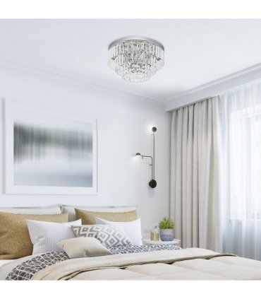 Round Crystal Ceiling Lamp 7 Lights Chandelier Mounted Fixture
