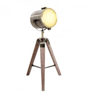 Floor Lamp, 33L-Wood/Bronze Colour, Steel, Copper, Pine, Retro Photography Style
