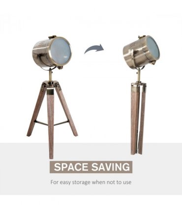 Floor Lamp, 33L-Wood/Bronze Colour, Steel, Copper, Pine, Retro Photography Style