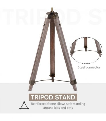 Floor Lamp, 65L, Wood/Bronze Colour, 140cm Height, Adjustable Angle