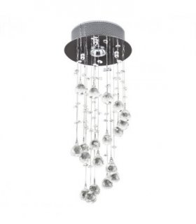Crystal Chandelier, Spiral Rain Drop-Silver/Crystal