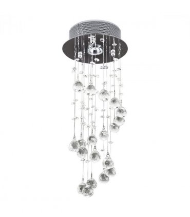 Crystal Chandelier, Spiral Rain Drop-Silver/Crystal