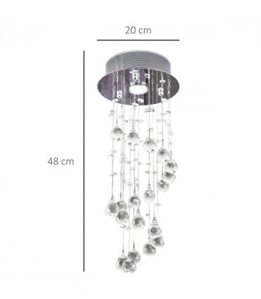 Crystal Chandelier, Spiral Rain Drop-Silver/Crystal