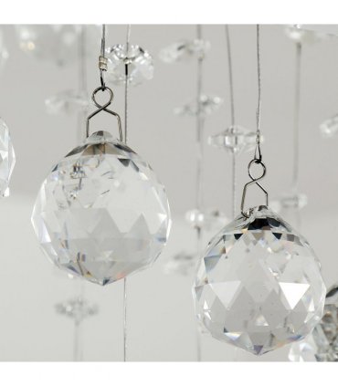 Crystal Chandelier, Spiral Rain Drop-Silver/Crystal