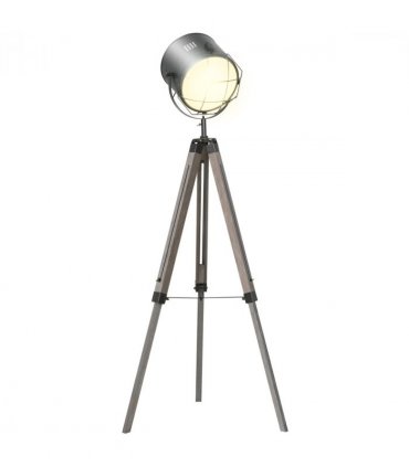 Tripod Spotlight Floor Lamp Grey Pine Wood 155cm Height Adjustable E27 Bulb Base
