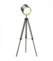 Tripod Spotlight Floor Lamp Grey Pine Wood 155cm Height Adjustable E27 Bulb Base
