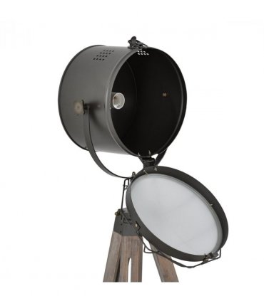 Tripod Spotlight Floor Lamp Grey Pine Wood 155cm Height Adjustable E27 Bulb Base