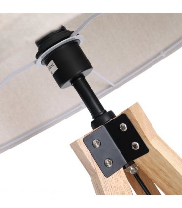 Wood Beige 45cm x 45cm x 152cm Rubber Wood Tripod Floor Lamp Beige