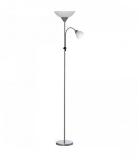 Steel Duo-Head Floor Lamp Silver Elegant mother-child design uplifter light