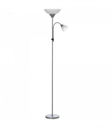 Steel Duo-Head Floor Lamp Silver Elegant mother-child design uplifter light