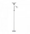 Steel Duo-Head Floor Lamp Silver Elegant mother-child design uplifter light