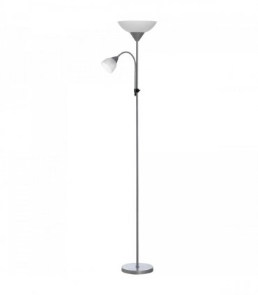 Steel Duo-Head Floor Lamp Silver Elegant mother-child design uplifter light