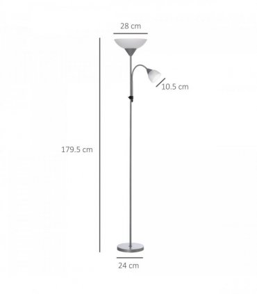 Steel Duo-Head Floor Lamp Silver Elegant mother-child design uplifter light