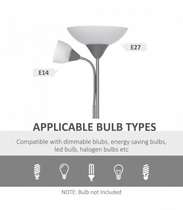Steel Duo-Head Floor Lamp Silver Elegant mother-child design uplifter light