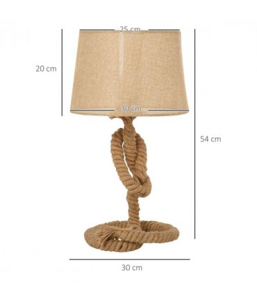 Hemp Rope Linen Shade Table Lamp Beige