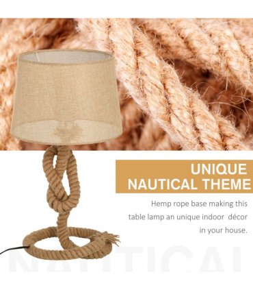 Hemp Rope Linen Shade Table Lamp Beige