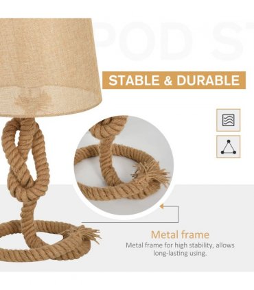 Hemp Rope Linen Shade Table Lamp Beige
