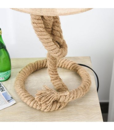 Hemp Rope Linen Shade Table Lamp Beige