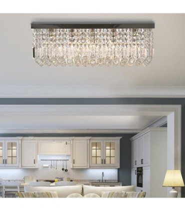 Ceiling Light Modern Crystal Chandelier Glass Silver 80cm x 25cm x 23cm