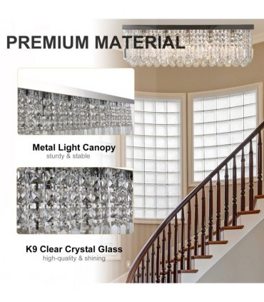 Ceiling Light Modern Crystal Chandelier Glass Silver 80cm x 25cm x 23cm