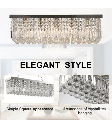 Ceiling Light Modern Crystal Chandelier Glass Silver 80cm x 25cm x 23cm