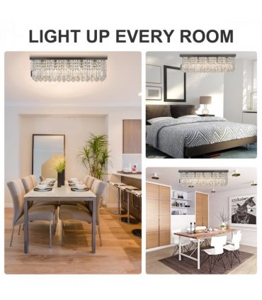 Ceiling Light Modern Crystal Chandelier Glass Silver 80cm x 25cm x 23cm
