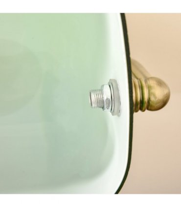Banker's Table Lamp Desk Lamp w/Antique Bronze Base, Glass Shade and Pull Rope