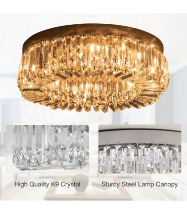 Crystal Ceiling Light Chandeliers Stainless Steel Pendant Silver