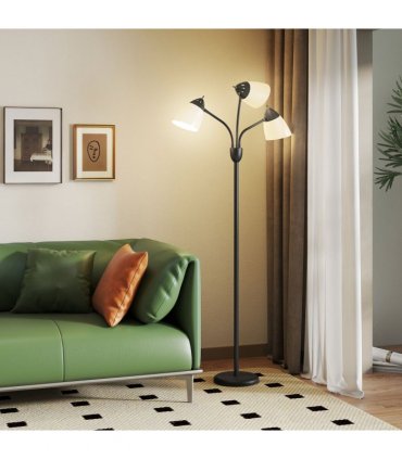 Floor Lamp 3 Adjustable Rotating Lights, Steel Frame, 155cm, Black