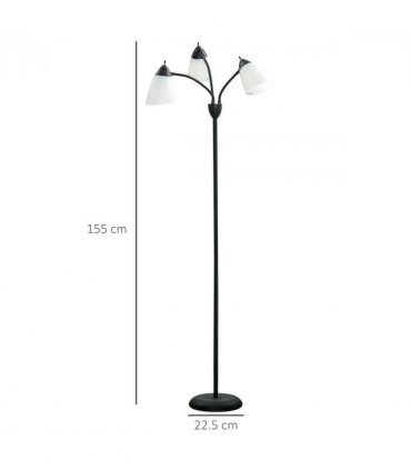 Floor Lamp 3 Adjustable Rotating Lights, Steel Frame, 155cm, Black