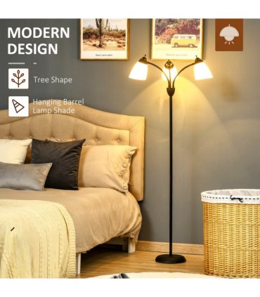 Floor Lamp 3 Adjustable Rotating Lights, Steel Frame, 155cm, Black