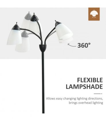 Floor Lamp 3 Adjustable Rotating Lights, Steel Frame, 155cm, Black