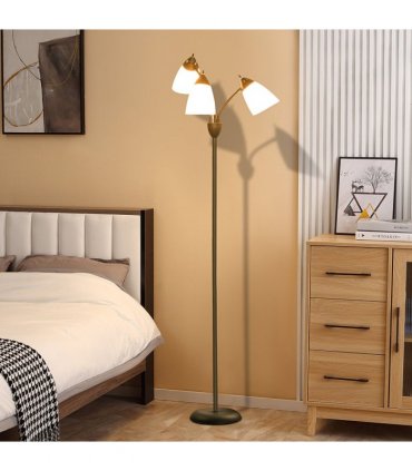 Floor Lamp 3 Adjustable Rotating Lights, Steel Frame, 155cm, Black