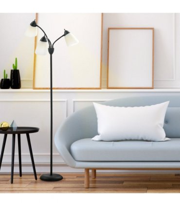 Floor Lamp 3 Adjustable Rotating Lights, Steel Frame, 155cm, Black