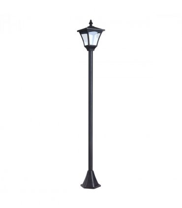 Outdoor Garden Solar Post Lamp Dimmable LED Lantern Bollard 1.2M Tall Black
