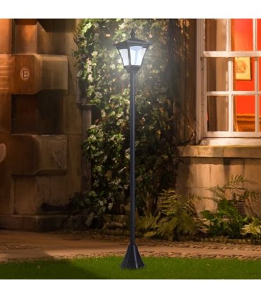 Outdoor Garden Solar Post Lamp Dimmable LED Lantern Bollard 1.2M Tall Black