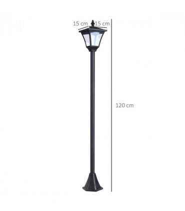 Outdoor Garden Solar Post Lamp Dimmable LED Lantern Bollard 1.2M Tall Black