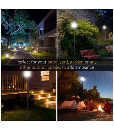 Outdoor Garden Solar Post Lamp Dimmable LED Lantern Bollard 1.2M Tall Black