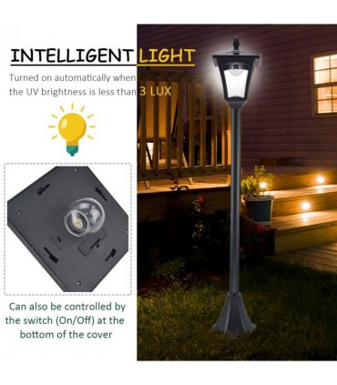 Outsunny Solar Powered Lamp Post, IP44, 18Lx18Wx160H cm-Black